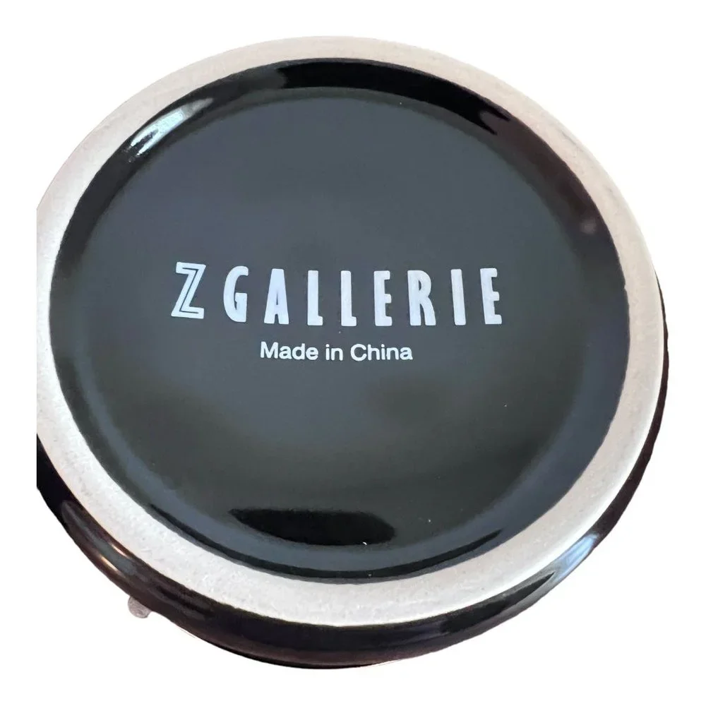 Z Gallerie Storage Duo Set Of 2 Ceramic Canisters Metal Lids 2.5x4 in 8.4oz NEW